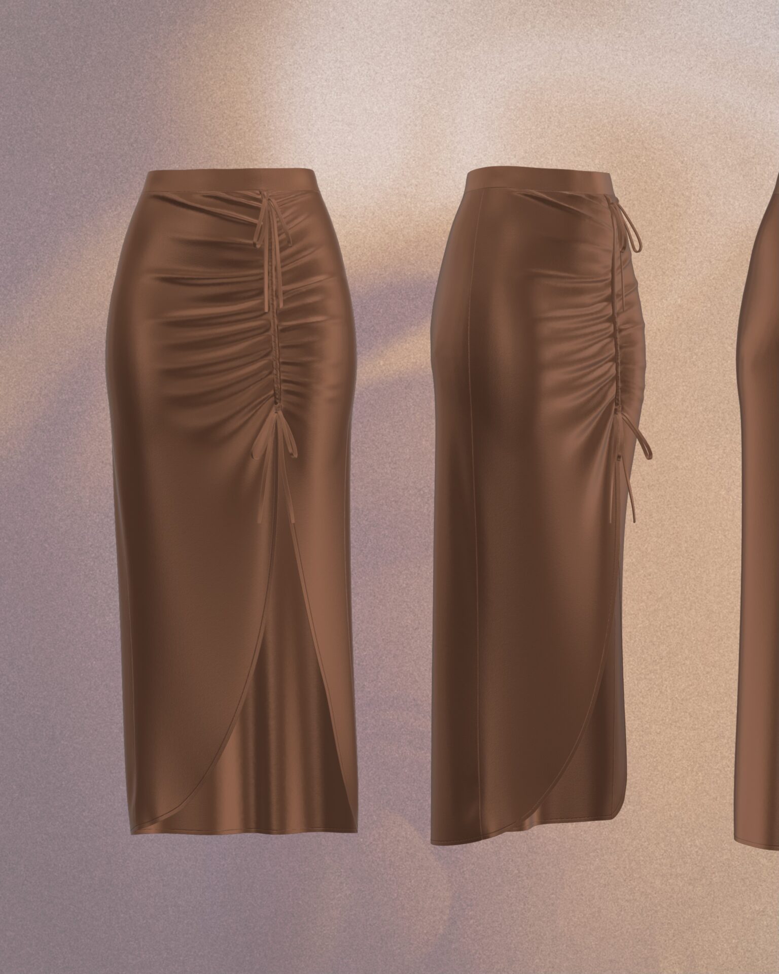 Image of satin skirt created with 3D virtual technology. 3D technology is the future of sustainability in fashion.
